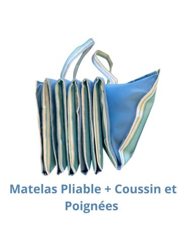 Matelas pliable de plage avec coussin intégré et poignée