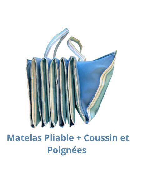Matelas pliable de plage avec coussin intégré et poignée