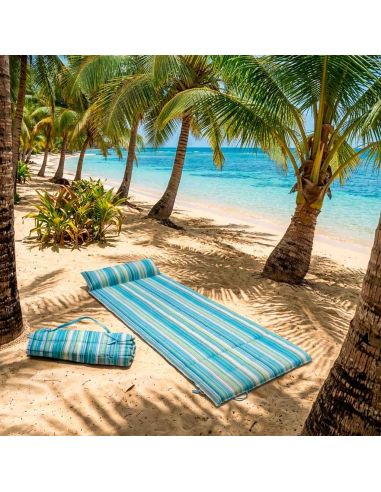 Matelas pliable de plage avec coussin intégré et poignée