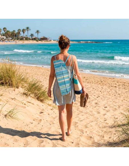 Matelas pliable de plage avec coussin intégré et poignée