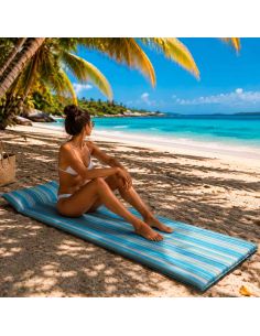 Matelas pliable de plage avec coussin intégré et poignée 2