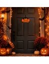 Plaque décorative Happy Halloween avec chat noir et maison hantée