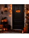 Plaque décorative Happy Halloween avec chat noir et maison hantée