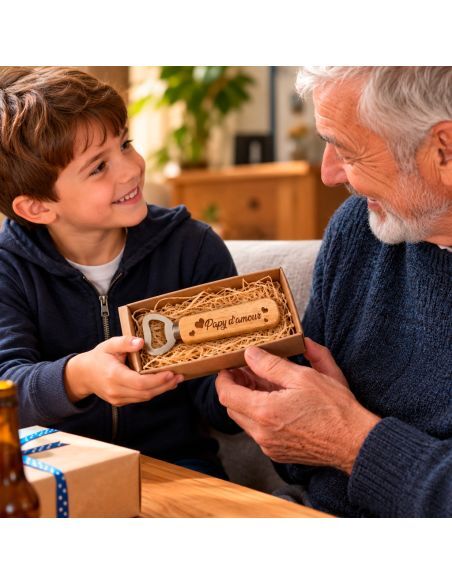 Décapsuleur personnalisé en bois 'Papy d'amour'