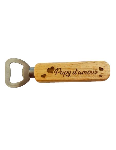 Décapsuleur personnalisé en bois 'Papy d'amour'