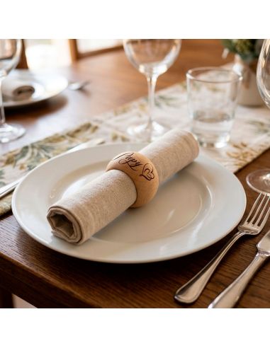 Rond de serviette en bois gravé Papy