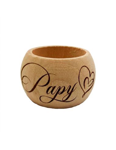 Rond de serviette en bois gravé Papy