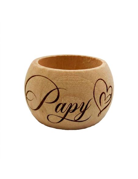 Rond de serviette en bois gravé Papy