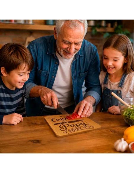 Planche à découper en bambou gravée Cuisine de Papy