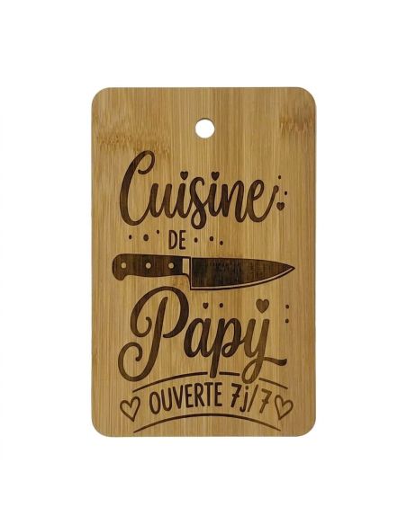 Planche à découper en bambou gravée Cuisine de Papy