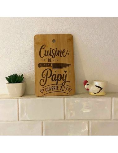 Planche à découper en bambou gravée Cuisine de Papy