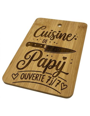 Planche à découper en bambou gravée Cuisine de Papy