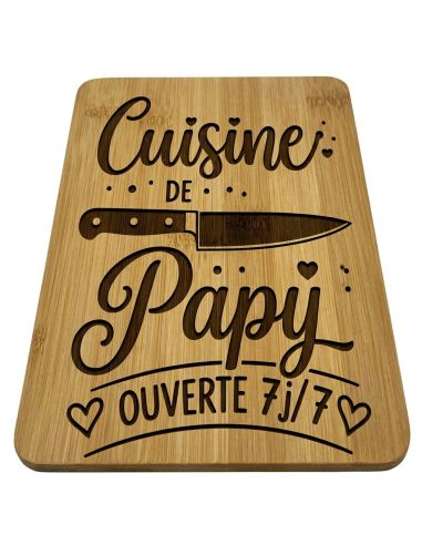Planche à découper en bambou gravée Cuisine de Papy
