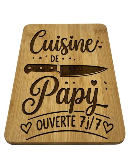 Planche à découper en bambou gravée Cuisine de Papy