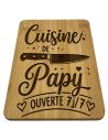 Planche à découper en bambou gravée Cuisine de Papy