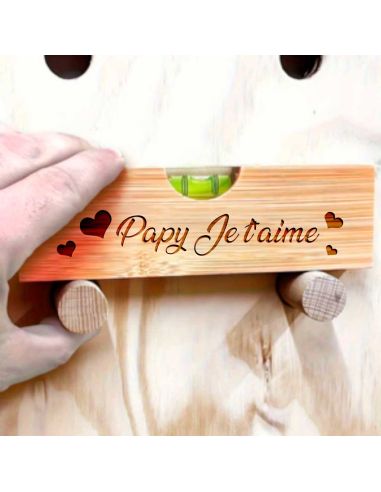 Décapsuleur niveau à bulle multifonction personnalisé 'Papy Je t'aime'