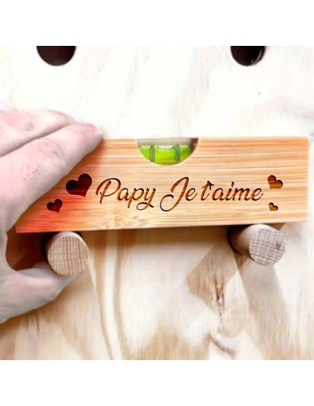 Décapsuleur niveau à bulle multifonction personnalisé 'Papy Je t'aime'