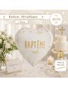 Ballon Métallique Cœur pour Baptême - Diamètre : 35 cm