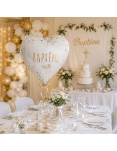Ballon Métallique Coeur "Baptême" - Dimension : 35 cm 2
