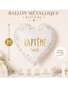 Ballon Métallique Cœur pour Baptême - Diamètre : 35 cm