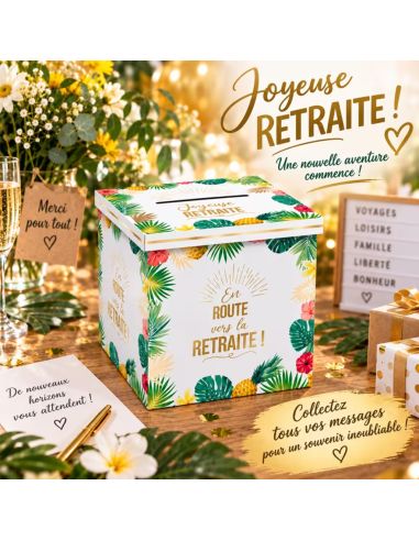 Urne "Joyeuse Retraite" Tropical - Dimensions : 20 x 20 x 20 cm