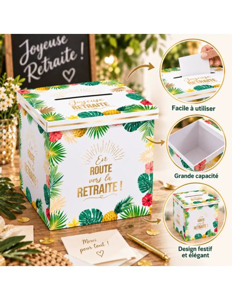 Urne "Joyeuse Retraite" Tropical - Dimensions : 20 x 20 x 20 cm