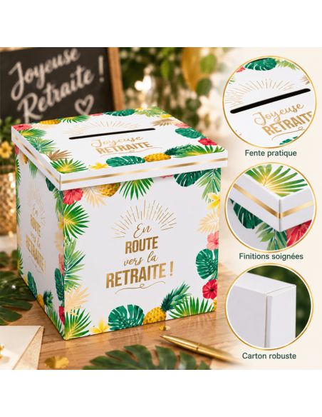 Urne "Joyeuse Retraite" Tropical - Dimensions : 20 x 20 x 20 cm