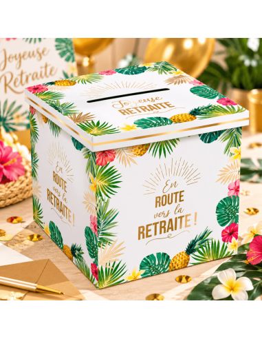 Urne "Joyeuse Retraite" Tropical - Dimensions : 20 x 20 x 20 cm