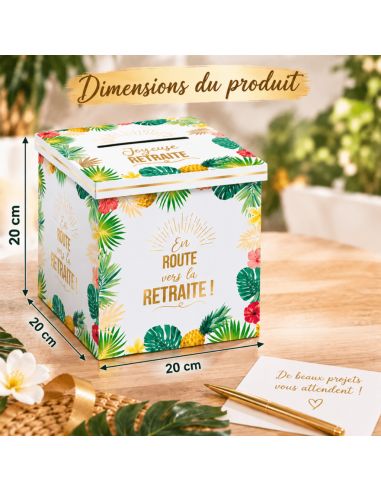 Urne "Joyeuse Retraite" Tropical - Dimensions : 20 x 20 x 20 cm