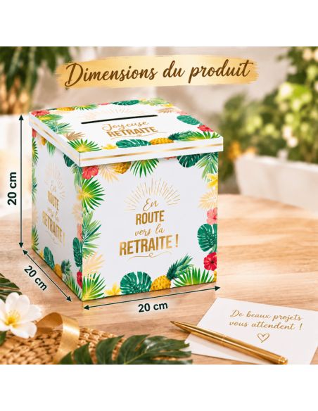 Urne "Joyeuse Retraite" Tropical - Dimensions : 20 x 20 x 20 cm