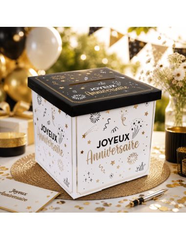 Urne "Joyeux Anniversaire" Happy Party - Dimensions : 20 x 20 x 20 cm