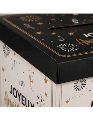 Urne "Joyeux Anniversaire" Happy Party - Dimensions : 20 x 20 x 20 cm