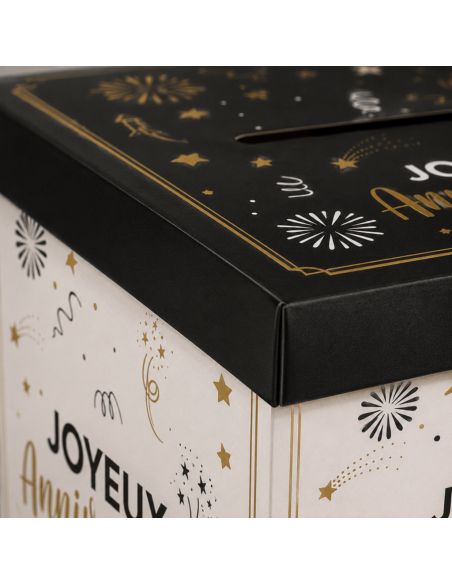 Urne "Joyeux Anniversaire" Happy Party - Dimensions : 20 x 20 x 20 cm