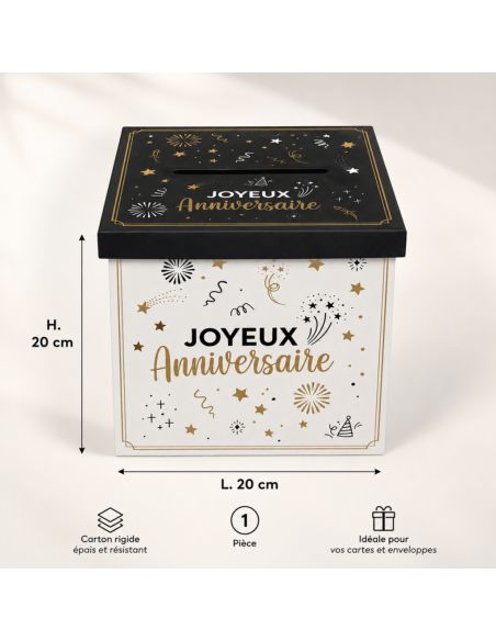 Urne "Joyeux Anniversaire" Happy Party - Dimensions : 20 x 20 x 20 cm