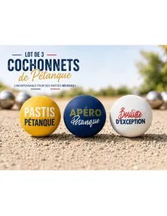 Lot de 3 Cochonnets Pétanque Club - Couleurs : Bleu, Blanc, Jaune 2