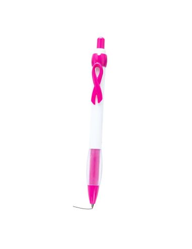 Stylo bille avec ruban rose de sensibilisation - Édition solidaire