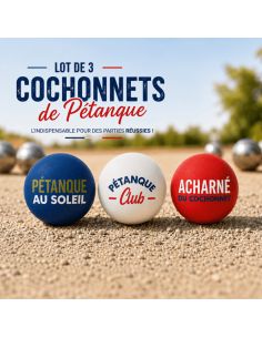 Lot de 3 Cochonnets Pétanque Club - Couleurs : Bleu, Blanc, Rouge 2