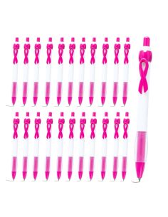 Lot de 25 Stylos bille avec ruban rose de sensibilisation - Édition solidaire