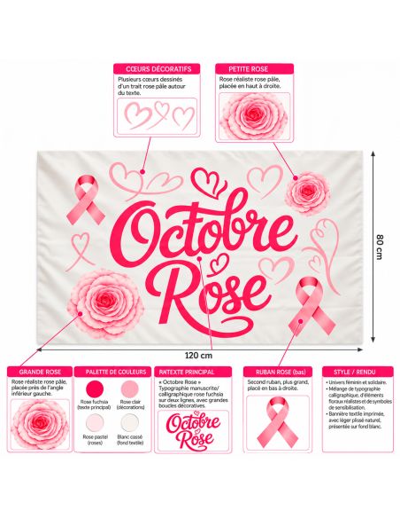 Banderole décorative Octobre Rose 80x120 cm