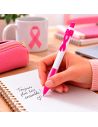 Lot de 5 Stylos bille avec ruban rose de sensibilisation - Octobre Rose