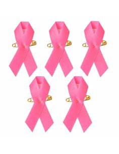 Lot de 5 Rubans roses de sensibilisation - Broche de soutien Octobre Rose
