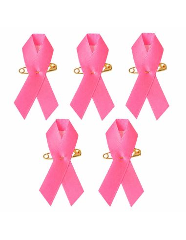 Lot de 5 Rubans roses de sensibilisation - Broche de soutien Octobre Rose