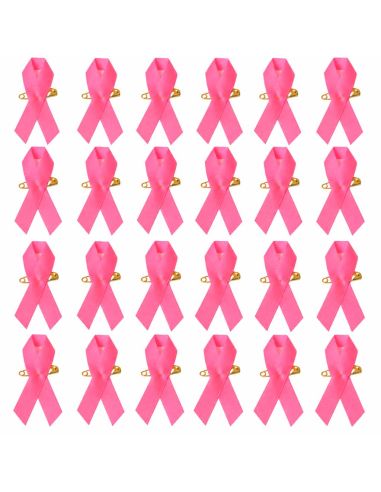 Lot de 25 Rubans roses de sensibilisation - Broche de soutien Octobre Rose