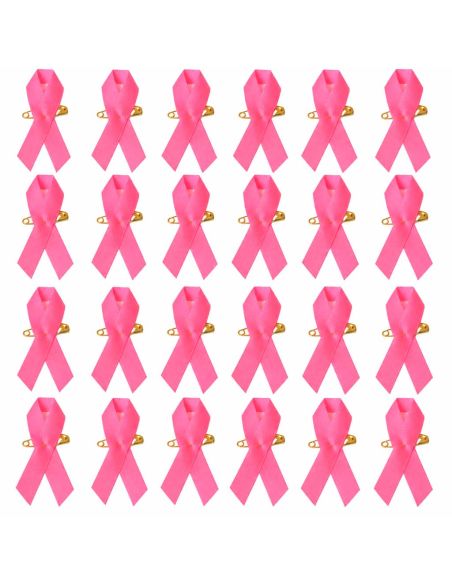 Lot de 25 Rubans roses de sensibilisation - Broche de soutien Octobre Rose