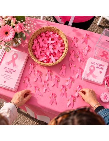 Lot de 25 Rubans roses de sensibilisation - Broche de soutien Octobre Rose
