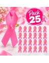 Lot de 25 Rubans roses de sensibilisation - Broche de soutien Octobre Rose