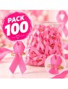 Lot de 100 Rubans roses de sensibilisation - Broche de soutien Octobre Rose