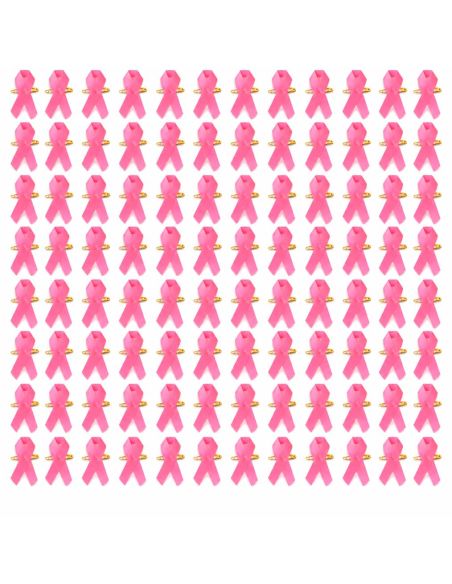 Lot de 100 Rubans roses de sensibilisation - Broche de soutien Octobre Rose