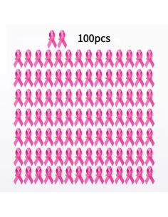 Lot de 100 Rubans roses de sensibilisation - Broche de soutien Octobre Rose