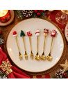 Set de 6 couverts de Noël dorés - Fourchettes et Cuillères festives